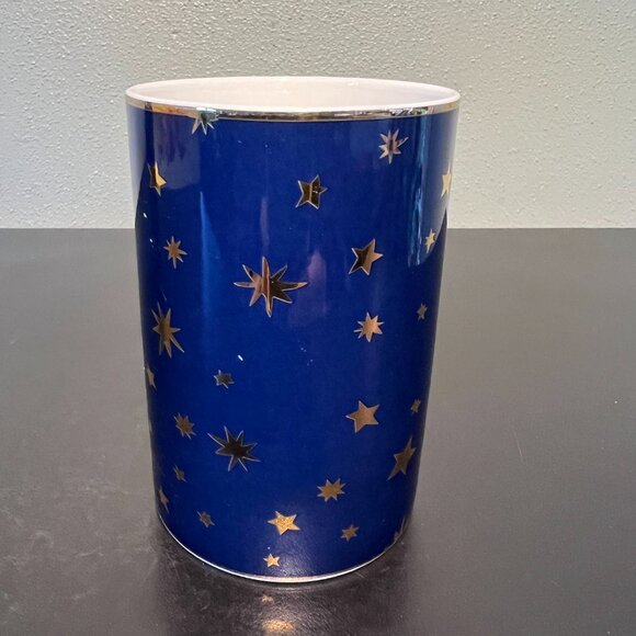 Sakura GALAXY BLUE 14k Gold Stars & Accents Cobalt Blue Fine Porcelain Cup Mug - Picture 9 of 15
